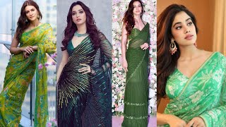 2023 सावन स्पेशल ग्रीन साड़ी की सबसे खूबसूरत डिजाइन | Bollywood Actresses in Green Saree |2023 Saree