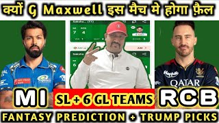 MI vs RCB Dream11 Team Prediction | RCB vs MI Dream11 Team Prediction | Dream11 Team of Today Match