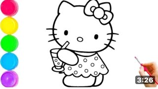 Learn How to Draw hello Kitty 🐈 draw colouring Easy step by step  drawing tutorial.