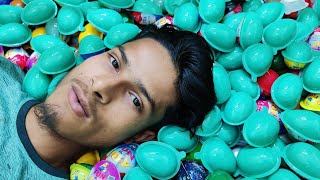 NEW 200 COLORED GLITTER KINDER SURPRISE TOYS OPENING A LOT OF KINDER JOY EGGS ASMR