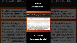 IELTS 7.5 + | Unit 1 - Article rules | #shorts