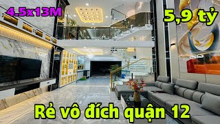 Bán nhà quận 12 khu đồng bộ 200 căn đường thông 12 M . Nội thất đẹp chủ bán rẻ ngang lô đất