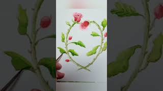 watercolor negative painting with love.  #love #watercolortechniques #paintingroses