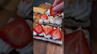 Strawberry & Cream Pastry Puffs #shorts #reels #recipe #puffpastry #strawberry #sweet