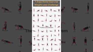 7 Days Home Exercise Weight Loss Challenge #shorts