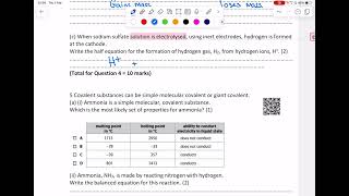 Hydrogen half equation