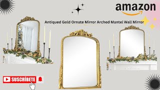 Amazon  VANA NALA Antiqued Gold Ornate Mirror Arched Mantel Wall Mirror Baroque Inspired #style