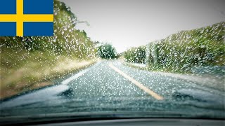 Driving in Rainy Day in Sigtuna, Stockholm