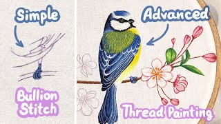 How to Embroider Bird Leg 🦜 BULLION STITCH Tutorial + Common Mistakes 🪡 Bird Embroidery Video Course