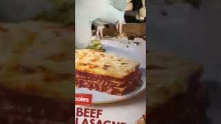 Sky eats lasagna