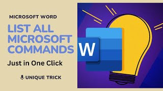 How to List all Microsoft Word Commands? | Unique Trick @pcguide4u