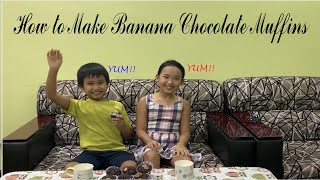 How to make banana chocolate muffins at Home | 집에서 아이들과 바나나 초코릿 머핀 만들기!