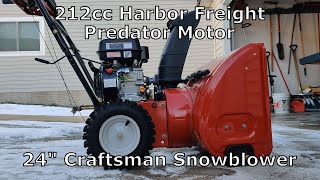 212cc Harbor Freight Predator Engine on a 24" Craftsman Snowblower (Cold Start)