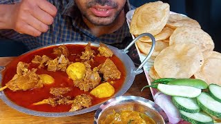 masaladar mutton karai soft indian puri salad eating show mukang food eating show