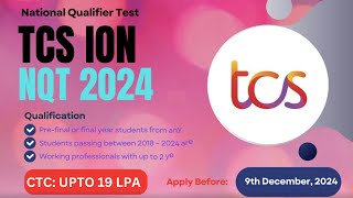 TCS NQT 2024 Register Now !! Apply Before 9 Dec | Registration Details inside