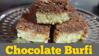 two layer chocolate milk barfi I Two layer chocolate burfi I Chocolate burfi recipe I