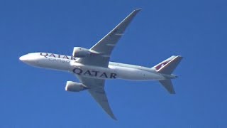 Qatar Cargo Boeing 777-FDZ [A7-BFI] flying overhead