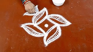 Easy & simple rangoli designs with dots || latest daily kolam design with 5 dots || chukkala muggulu