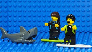 Lego City Beach Surf Race Shark Attack