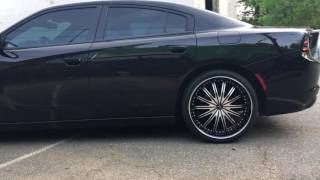 2016 Dodge Charger on 22" Cavallo CLV6-6 gloss black machined wheels with 265/35-22 Lionhart tires.