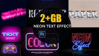 2+GB Professional Neon Text Effects Templates In PSD Files |Aneela Graphics|