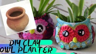 #clay crafts #easy clay owl Diy Clay Owl Planter |How to make Clay Owl | Easy tutorial