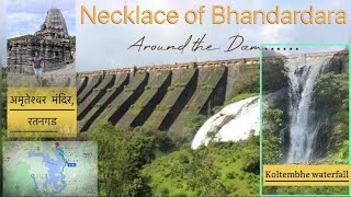 🏕️ Necklace of Bhandardara Dam 🖼️! अमृतेश्वर मंदिर, रतनगड! Koltembhe Waterfall #nature #waterfall