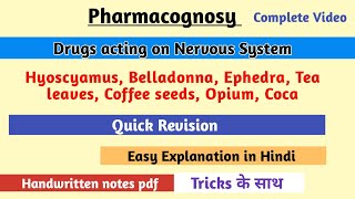 Drugs acting on Nervous System | Trick के साथ  | Ch - 5 Pharmacognosy | d. Pharma | Drishti Pharma