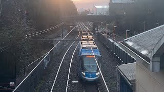 Tram 22 arrives and departs The Hawthorns station