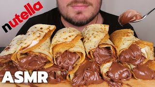 ASMR NUTELLA CHOCOLATE CREPE ROLLS MUKBANG (EATING SOUNDS, NO TALKING)