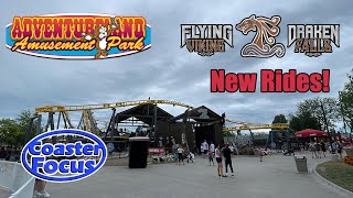 BRAND NEW RIDES AT ADVENTURELAND IOWA! Riding the New Flying Viking and Drakken Falls Vlog!