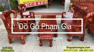 Bàn ghế quốc triện cột 12 gỗ hương Lào | Đồ Gỗ Phạm Gia