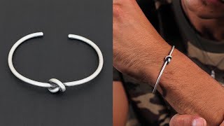 Sterling silver knot bracelet for men, bagle cuff bracelet | Emmanuela®