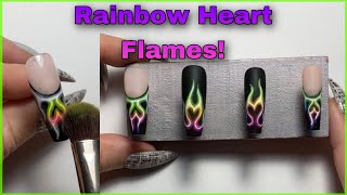 Rainbow Heart Flame Nails!