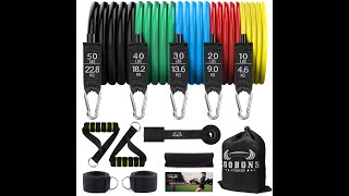 COOBONS FITNESS Resistance Bands Set, Including 5 Stackable Exercise Bands with Door Anchor, Ankle