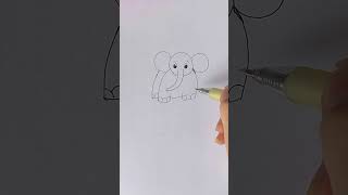 How to draw a cute elephant 🐘// Easy drawing #art #shorts #satisfying #drawing