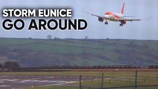 (4K) easyJet A321neo WINDSHEAR GO AROUND in STORM EUNICE + 2nd Attempt | Bristol Airport, ATC incl.