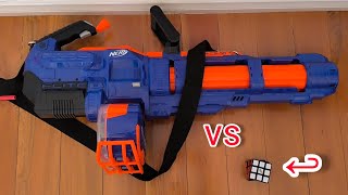 World's biggest nerf gun vs Rubik's cube