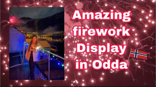 Amazing fireworks display in Odda Norway