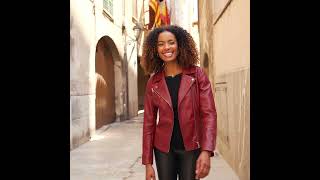 Wine Red Leather Biker Jacket