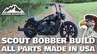 Project MURICA Indian Scout Bobber Entire Build Overview - ALL Made in USA Chopper Accessories