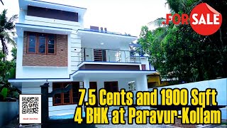 1900 Sqft 4 BHK House at Paravur-Kollam