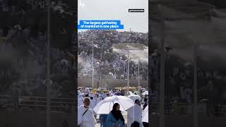 The largest gathering of mankind in one place. Millions of Hujjaj visit mount Arafat for hajj