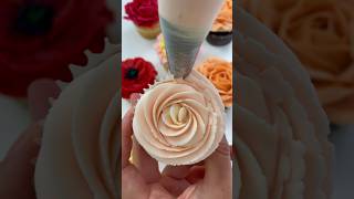 Easy pink rose #buttercreamflowers #cupcakebouquet #buttercream #food