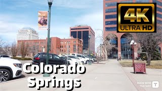 【4K】Dowtown Colorado Springs - Day Walk - March 2023