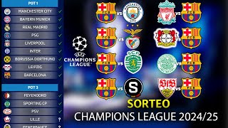 SORTEO DE LA CHAMPIONS LEAGUE 2024/25 - TODOS LOS PARTIDOS DEL BARCELONA