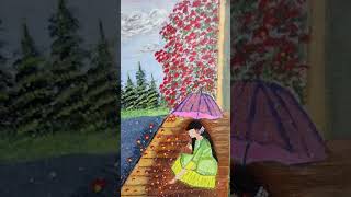 Girl in the Rain #canvaspainting #creativity #ytshorts #babavali