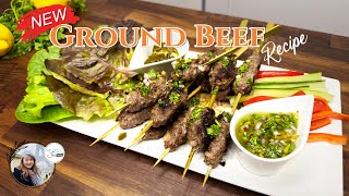 *NEW* Recipe for Ground Beef!  Beef Skewers with the ultimate sauce = best lettuce wrap! DINNER TIME