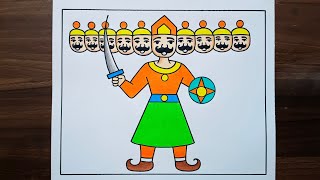 How to Draw Ravan Step By Step / Ravan Drawing / Dussehra Drawing / Dussehra Drawing Easy Steps