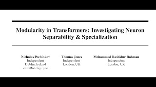 Modularity in Transformers: Investigating Neuron Separability & Specialization